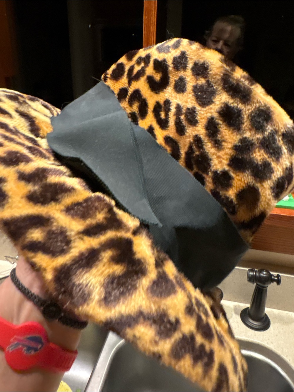 Vintage Union Made Leopard Fur Hat Grosgrain Ribbon Medium